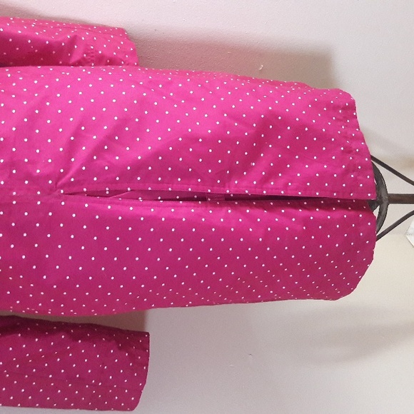 Lands End button front pink polka dot rain jacket/Trench SizeXS - Picture 7 of 14